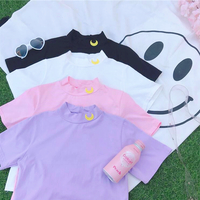 Moon Embroidery Short Sleeve Tee - Thumbnail 1