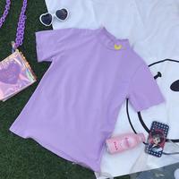 Moon Embroidery Short Sleeve Tee - Thumbnail 2