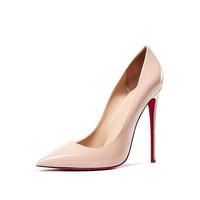 New Thin Heel 12cm Patent Leather Small High Heels Women's Nude Pink Sexy Pointed Shoes - Thumbnail 3