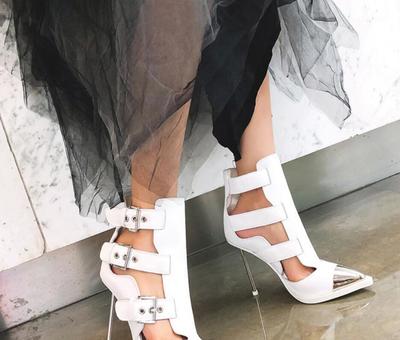 High Heel Sandals Buckle Fashion Belt Buckle Catwalk Booties