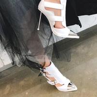 High Heel Sandals Buckle Fashion Belt Buckle Catwalk Booties - Thumbnail 4