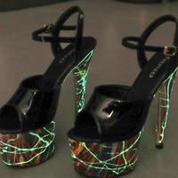 Fluorescent Luminous 20CM Patent Leather Speed High Heels Stiletto High Heel Platform Sandals - Thumbnail 1