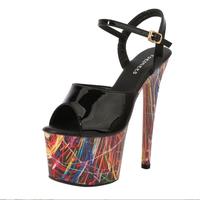 Fluorescent Luminous 20CM Patent Leather Speed High Heels Stiletto High Heel Platform Sandals - Thumbnail 4