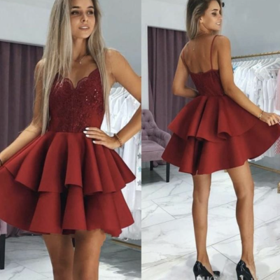 Homecoming dresses short spaghetti straps  - Thumbnail 2