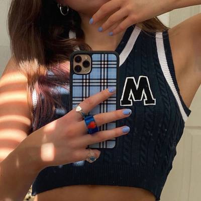Preppy letter print knit tank sweater vest sleeveless v neck vintage crop top pullover summer aesthetic casual e-girl kawaii korean japanese harajuku - Thumbnail 2