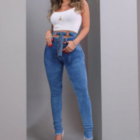 Women's Design High Waist Skinny Jeans - Thumbnail 1