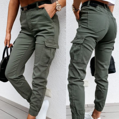 Fashion women's green long pants