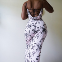 Women's Black Floral Sleeveless Dress - Thumbnail 1