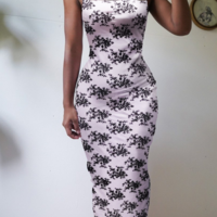 Women's Black Floral Sleeveless Dress - Thumbnail 2