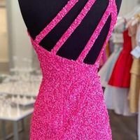 Cute Bodycon One Shoulder Orange Sequins Short Junior Homecoming Dresses - Thumbnail 3