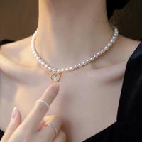 Crystal Star Natural Pearl Necklace Choker - Thumbnail 1