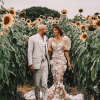 Romantic Mermaid Sweetheart Open Back Lace Wedding Dresses with Sleeves,879 - Thumbnail 1