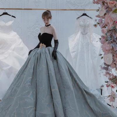 Sweetheart luxury embroidery wedding gown, prom dresses, ball gown, long prom dresses, wedding dresses,1443 - Thumbnail 1