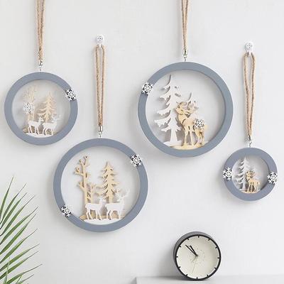 Wooden elk reindeer tree hanging wall decor - Thumbnail 5