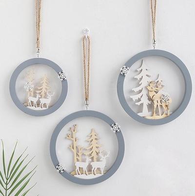 Wooden Elk Reindeer Tree Hanging Wall Decor