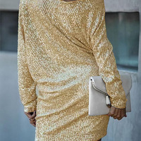 Long Sleeve Slim Women Solid Color Dress - Thumbnail 4