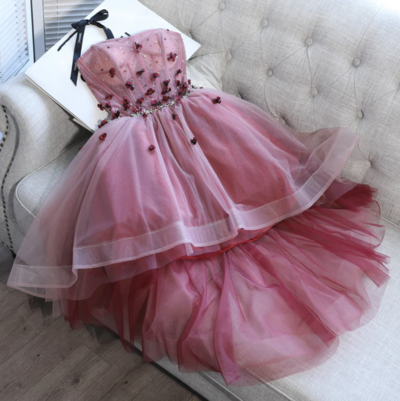 Hi Low Homecoming Dresses Sweetheart with 3D Flowers