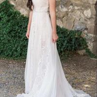 Modest Beach Wedding Dresses, Lace Chiffon Boho Bridal Gown,1448 - Thumbnail 2