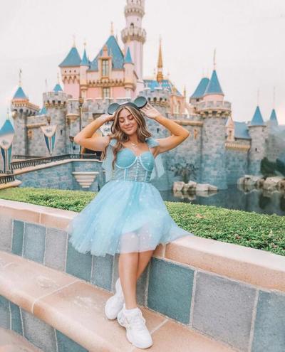 Raven Daria Sky Blue Sequin Tulle Cute Midi Dresses, Short Prom Dresses, Homecoming Dresses,1449