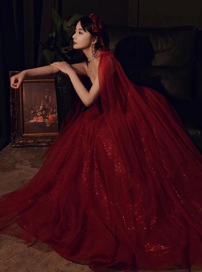 Spaghetti Long A-line Red Prom Dresses, Shiny Prom Dresses, Princesscore Dresses, Newest Prom Dresses,1450