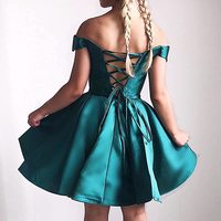 SP2192,Simple Off the Shoulder Short Red Homecoming Dress with Lace Up Back - Thumbnail 1