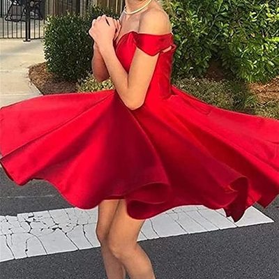 Sp2192,simple off the shoulder short red homecoming dress with lace up back