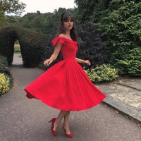 SP2193,Lovely red a-line homecoming dresses,satin short graduation dress - Thumbnail 1