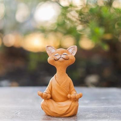 Zen Yoga Pose Meditation Cat Collectible Figurine Decor