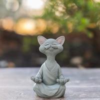 Zen Yoga Pose Meditation Cat Collectible Figurine Decor - Thumbnail 3