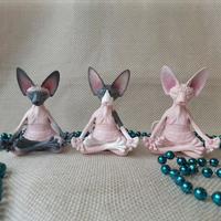 Sphynx Cat Meditate Zen Yoga Relaxed Pose Collectible Figurines - Thumbnail 1