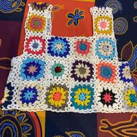 Colorful Flower Crochet Sleeveless Knitted Vest Tank Top - Thumbnail 4