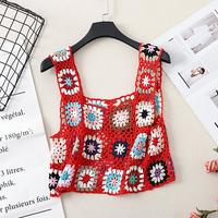 Colorful Flower Crochet Sleeveless Knitted Vest Tank Top - Thumbnail 9