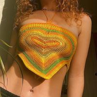 Boho Heart Crochet Color Block Halter Top - Thumbnail 4