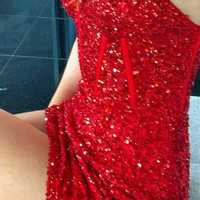 SP2202,Red Sequin Bustier Spaghetti Straps Tight Homecoming Dress Red Sequin Prom Dresses Back To School Dress - Thumbnail 2