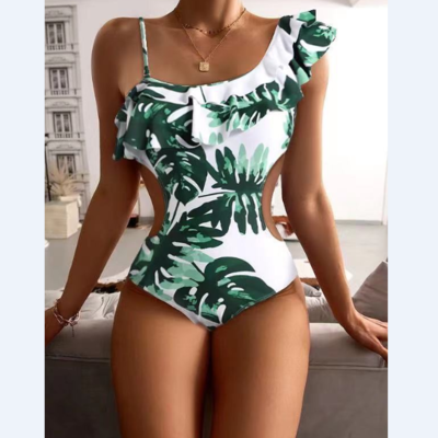 Sexy one-piece ruffled bikini swimsuit
