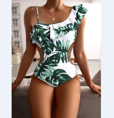 Sexy One-Piece Ruffled Bikini Swimsuit