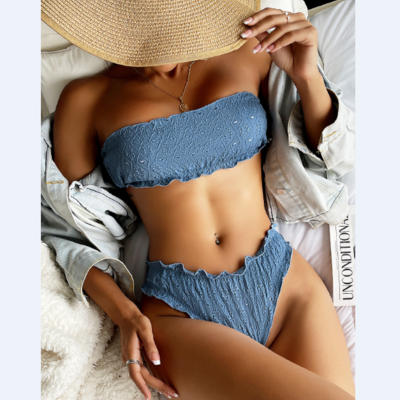 Design sexy solid stretch bikini swimsuit