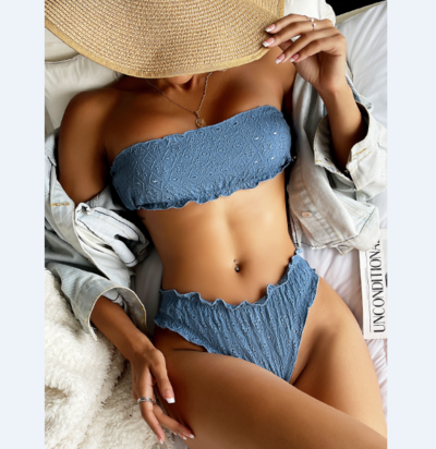 Design Sexy Solid Stretch Bikini Swimsuit