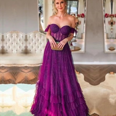 Off shoulder prom dresses corset with lace - Thumbnail 2