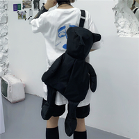 Grunge Bear Zipper Black Backpack - Thumbnail 5