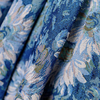 Blue Printed Long Ball Gown Blue Evening Dress - Thumbnail 4