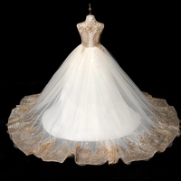 White Gold Lace Flower Girl Dresses for Wedding Pageant Gowns for Wedding Beautiful Little Kids Birthday Formal Wear,1457 - Thumbnail 1