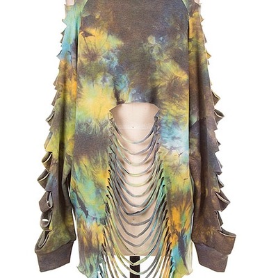 Distressed sweat shirt