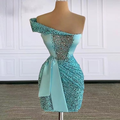 Short homecoming dresses with sequins turquoise  - Thumbnail 3