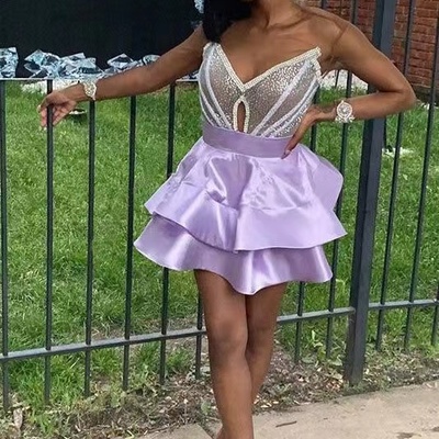 Lavender homecoming dresses with sequins  - Thumbnail 2
