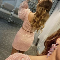 Two Piece Pink Homecoming Dresses Single Length - Thumbnail 1