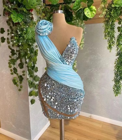 Sheath Homecoming Dresses Short Blue with Sequins