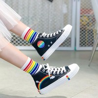 Rainbow Embroidered Canvas Shoes - Thumbnail 1