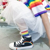 Rainbow Embroidered Canvas Shoes - Thumbnail 2