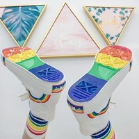 Rainbow Embroidered Canvas Shoes - Thumbnail 4